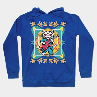 Cat playing guitar (cartoon) Hoodie